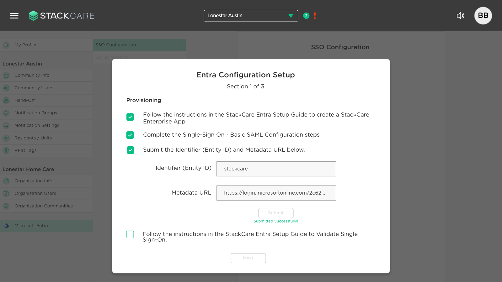 Submitted successfully screenshot
