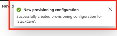 Provisioning create button screenshot