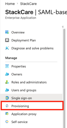 Provisioning option screenshot