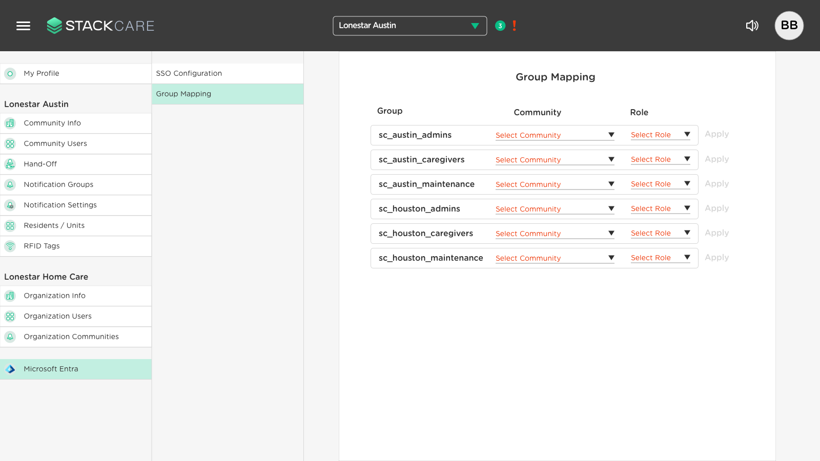 Group mapping community selection screenshot
