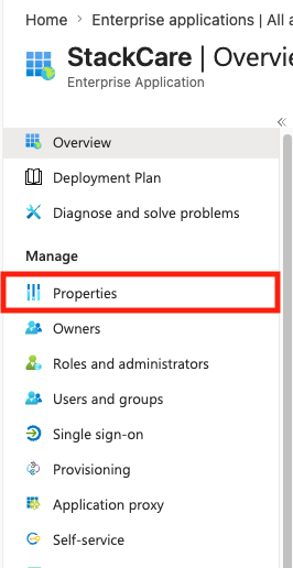 Properties navigation screenshot